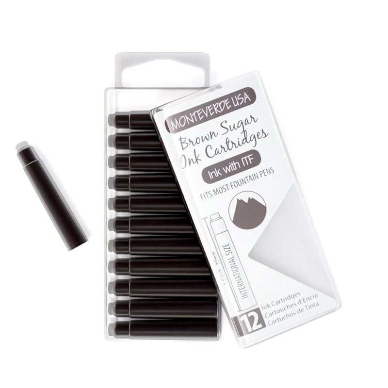 Monteverde USA International Standard Ink Cartridges - Brown Sugar - Warm and Sophisticated Writing Ink, Compatible with Most Fountain Pens, 12-Pack Box - Image 1